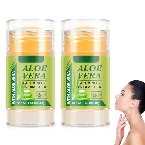 2 unidades de Aloe Vera Face Neck Cream Stick, hidratante, antienvejecimiento, reafirmante, levanta el contorno de la piel, suaviza las líneas finas, no graso, para todos los tipos de piel, para