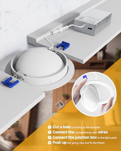 6 Pack 6 Inch LED Eyeball Recessed Lighting for Home Use