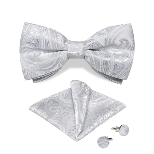 Set de corbata de moño formal FMURY con pañuelo y gemelos miniatura 1