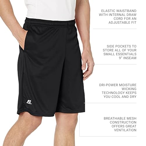 Russell Athletics Men's Dri Power Essential Performance Shorts with Pocket - Workout and Gym Active Wear3