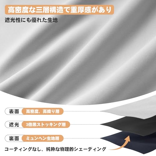 AooHome カフェカーテン 遮光 60cm丈 小窓 遮熱 断熱 1級遮光 目隠し グレー 無地 UVカット 防寒 保温 省エネ 洗える 間仕切り 厚手 キッチン 浴室 トレイ 子供部屋 廊下 ライトグレー 1枚入 100cm幅 [3]