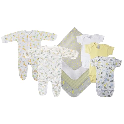 Bambini NC-0555S Unisex Baby 9 Piece Layette Sets White & Yellow - Small