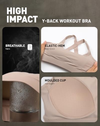 Image of RUNNING GIRL High Impact Sports Bras for Women, Adjustable Straps Bra High Support Workout Bra with Sewn in Pads
