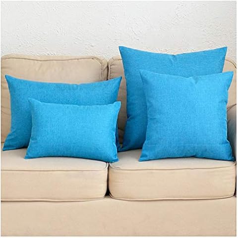 Coliang Sky Blue Pillow Case, Solid Multiple Color Simple Linen Throw Pillow Cases Sofa Cushions Pillowcases Back Office Car Bedroom Pillow Covers 18x18 Inch(45x45CM) - Sky Blue Cover