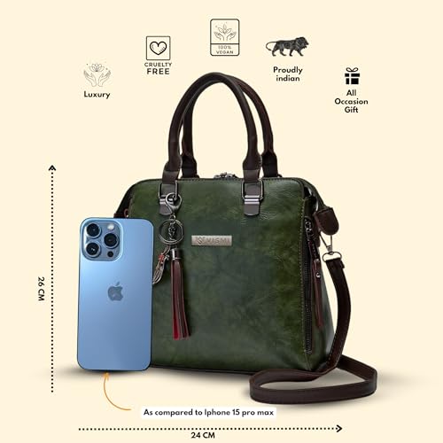 Women's Small Satchel Handbag for Women | Satchel Bag for Work | Ladies Purse | Stylish Shoulder Bag | Gift For Women | Timeless | Birthday/Wedding Gift for Wife/Sister/Mother, Green, M4
