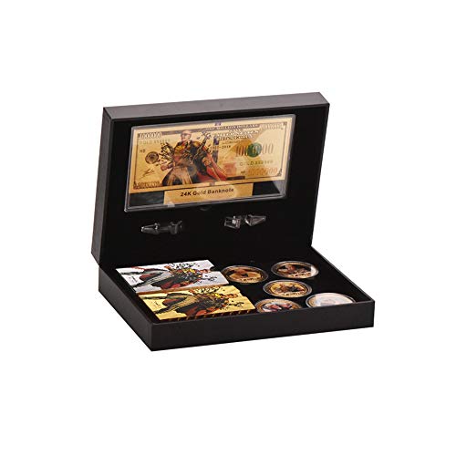 5 PC Stan Lee Commemorative Coin, 24k Gold & Silver Playing Card for Collection,A Great Coin and Poker Collecting Gifts for Husband, Father, Friends,Fans,Father's Day