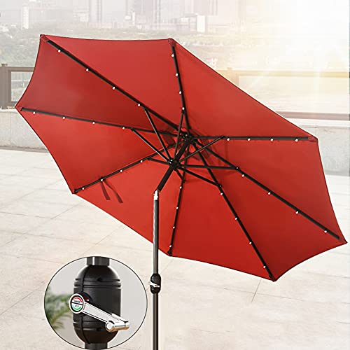 Sombrilla de jardín 2.7m roja con luz solar 4