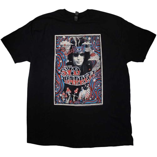 T-shirt SYD Barrett Melty Affiche de marque Rock Off noir taille standard en pur coton