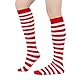 QZKJQDD Elastische Damen Streifen und Rot-weiße Kniestrümpfe, Kniestrümpfe Kinder, Karneval Rot weiß Gestreift Kniestrümpfe, Geeignet für Rollenspiele, Karneval, Weihnachtsmottoparty (50cm)