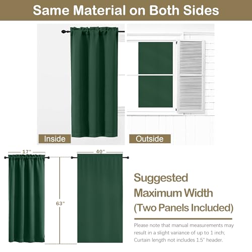 Image of Christmas Green Blackout Curtains for Bedroom 63 Inch Length 2 Panels, Protect Privacy Thermal Insulated Curtains for Bedroom, Dual Rod Pocket Window Treatments Blackout Drapes, 2x40Wx63L Inches