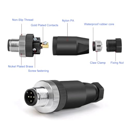 Image of M12 8 Pin Male A Code Sensor Aviation Plug Industrial Circular Connector Waterproof IP67 12mm Connector Plug Cable Adapter