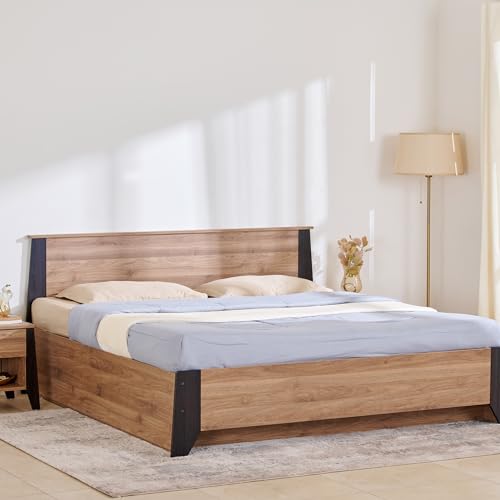 Image of Home Centre Helios Amberly Queen Bed |Engineered Wood with Box Storage Queen Bed| (Brown) |1 Year Warranty