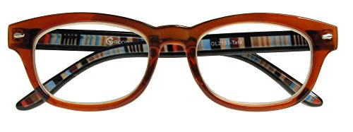 gl2153 Tate braun quadratischer Lesebrille + 1,0, 1,5, 2.0. + 2,5, 3.0 Gr. 1, braun