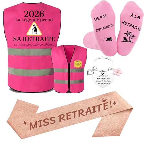 Cadeau Retraite Femme Gilet pour Retraite La Légende Prend Sa Retraite Femme Porte Clé Echarpe Retraite Chaussette Retraite Décoration pour Fête de...