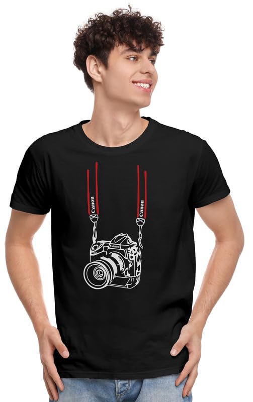 KAPTO Men's DSLR Camera Printed T-shirt - 100% Cotton, Regular Fit, Round Neck, Graphic Printed, Half Sleeves, Photographer T-shirt