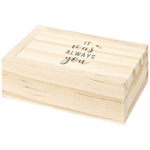 Koyal Wholesale It Was Always You Engraved Wood Ring Box with Lid, Wedding Bearer Box, Keepsake Ring, Rustic Proposal