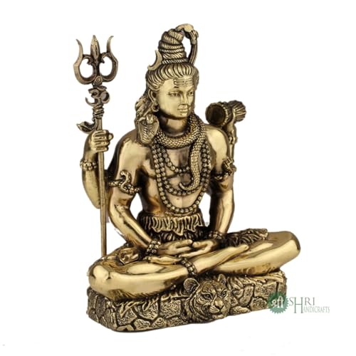Image of Brass Lord Shiva Statue | 3 inch Shiv Padmasana Sitting Murti Hindu God Idol Figurine Perfect for Decoration Puja & Gifting Purpose Sculpture (Weight- 90gm)
