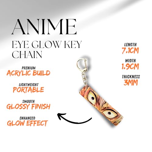 Image of Dem-on Slayer Anime Acrylic Glowing Eyes Keychain | Luminous Eye Glow Key Ring | Premium Otaku Accessory for Bags, Bikes, Cars, Backpacks & Key Holder