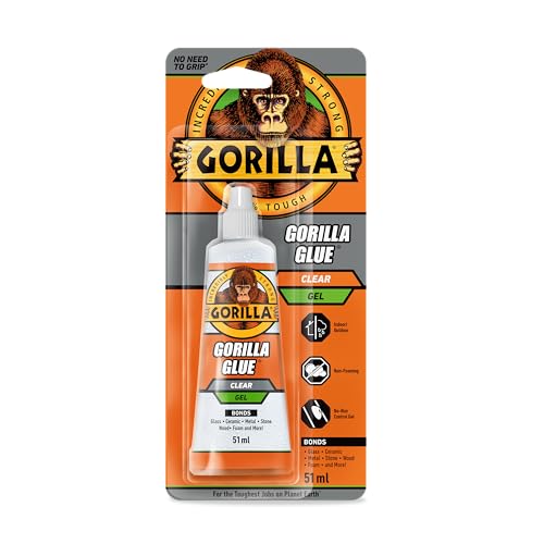 Gorilla Glue Clear Gel | Non-Drip Control Gel | Water Resistant Easy To Use Glue | Ideal For Vertical Projects | Incredibly Strong and Durable | Non-Foaming No Need To Clamp | 51ml Tube