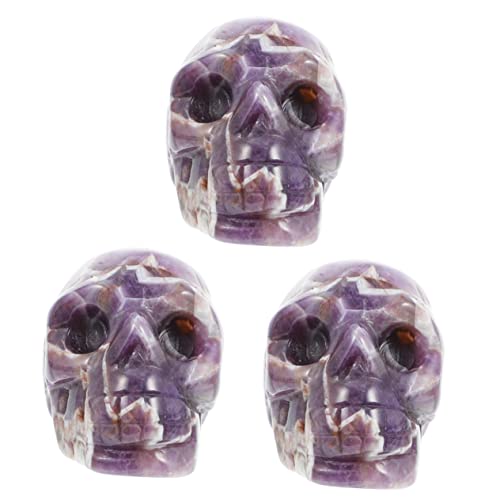 Calavera de amatista natural para centros de mesa de Halloween y altares misticos