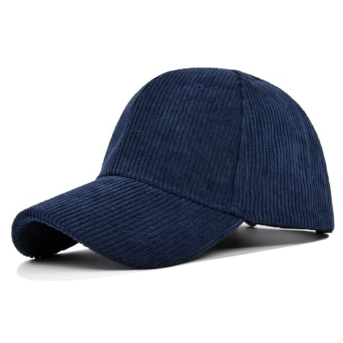 Image of Agturber Corduroy Baseball Cap for Women Men Adjustable Vintage Low Profile Solid Color Dad Hat, Navy, One size