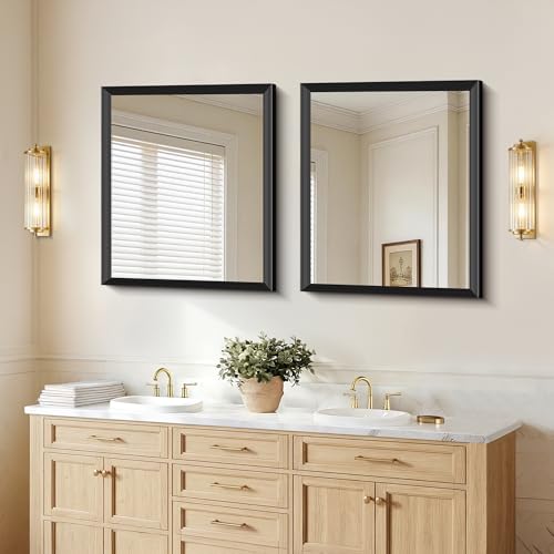 Image of DESBING 30x36 inch Black Bathroom Mirror,Decorative Wall Mirror for Bedroom Living Room Dressing Room-Modern Rectangle Bathroom Wall Mirror,Tempered Glass, Hangs Horizontally or Vertically