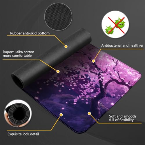 Grand tapis de souris lavable violet 900x400x4mm avec base en caoutchouc antidérapante
