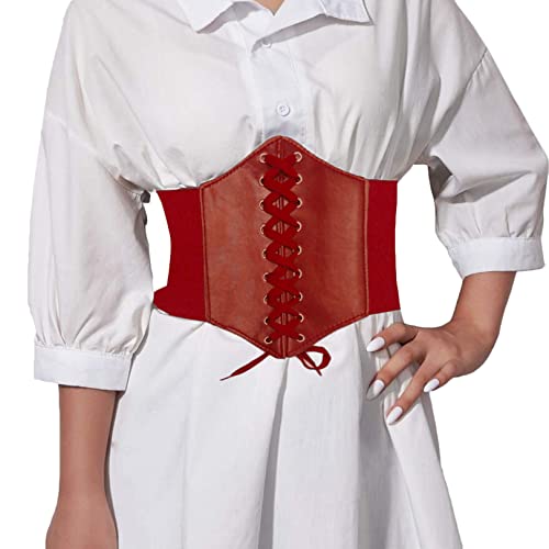 Avidlove Women Waspie Corset Belt Lace Up Waist Belt Leather Gothic Corset Belt Red M #TOP5