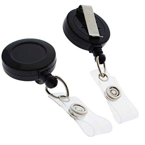 Enrouleur badge rétractable et clé Specialist ID noir robuste avec cordon long 86cm x25