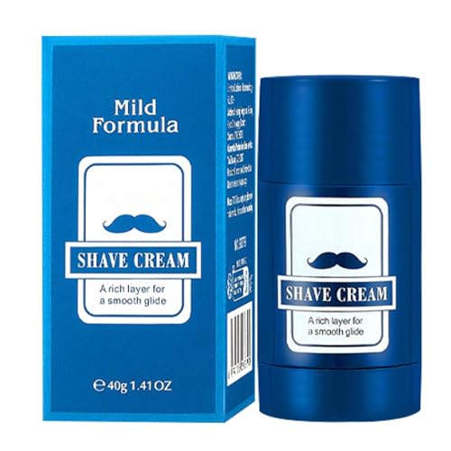 Shave Cream - Crema de afeitado facial de 40 g, barra de bálsamo 2 en 1 para el cuidado de la barba, base de deslizamiento antiirritación, para hombres, eliminación facial del cabello, viajes