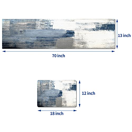 Mcalk Dusty Blue Table Runner And Placemats Set Of 6, Pink Flower Placemats Modern Art,Abstract Art Cloth Place Mats Indoor For Kitchen,Washable Placemats Linen Material For Dining Table #TOP6