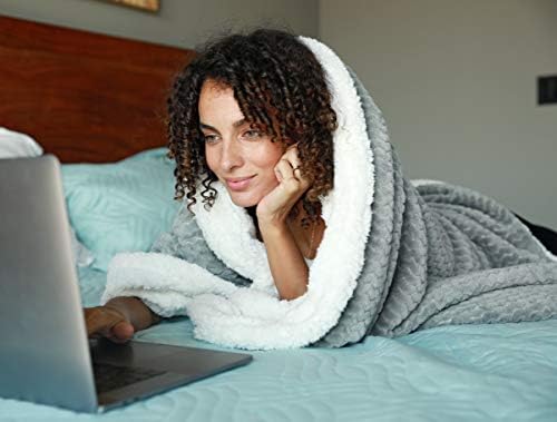 Catalonia Classy Sherpa Throws Blanket, Soft Comfy Fluffy Cozy Fleece Plush Blanket for Sofa Couch Single Bed, Warm Thick Winter Couch Throw, All Season for Adults Children 150 x 130 cm Grey