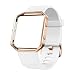 UMTELE Silicone Replacement Band with Rose Gold Frame for Fitbit Blaze Smart Fitness Watch, Small, White