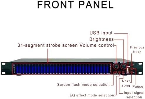 31-Band Stereo Graphic Equalizer with Squelch Function, Bass Midrange Treble Control, Coaxial and Fiber Optic Inputs