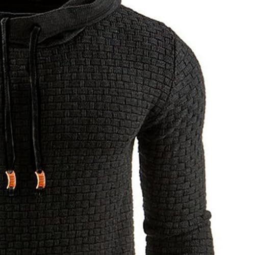 Maiyifu-GJ Men’s Sweatshirts Long Sleeve Pullover Patchwork Plaid Jacquard Hoodie Casual Drawstring Hoody Top3
