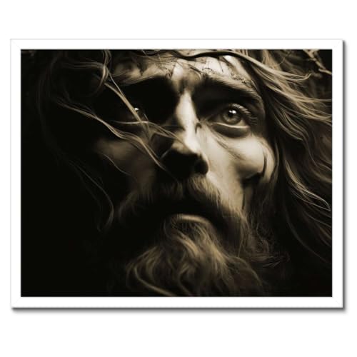 Jésus couronne épines poster encadré noir 50x40 idée cadeau baptême