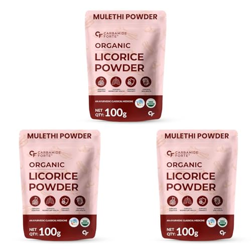 Image of Carbamide Forte Liquorice /Mulethi Powder Organic | Mulethi Stick Powders | Yashtimadhu Powder Supports Digestion, Respiratory & Immunity | Natural Herb for Skin & Wellness - 100g (Pack of 3)