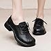 Women's Lace-up Platform Leather Oxford Shoes,Fashion Round Toe Slip-on Mom Loafers Comfortable Non-Slip Classic Soft Sole Work Low Top Dress Ankle Boots (Black,9)