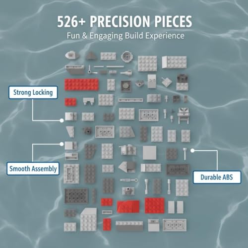 Image of SKY LINE OCEAN 8-in-1 Ship Building Block Set, 526+ PCS Transforming Boat & Marine Vessel Models Kit, STEM Educational Toy for Kids & Teens, Creative Rebuild Play Set, 5-Year Structural Warranty