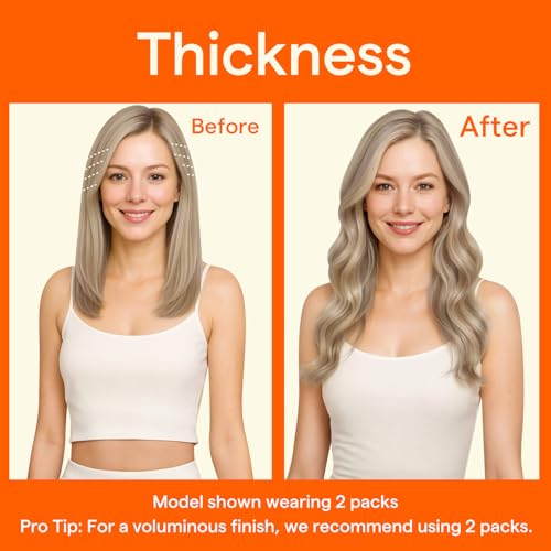 Image of Full Shine Ash Blonde Hair Extensions, Highlighted Human Hair Clip ins | Invisible Hair Extensions, 18 Inch 85g 4 Pcs, Added Volume, Natural Shine, Dinner Events, Layered Hair