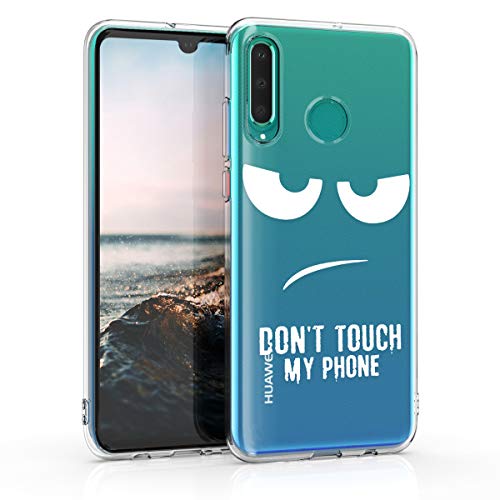 kwmobile Funda para Huawei P30 Lite - Carcasa de TPU para móvil y diseño Don't Touch my Phone en Blanco/Transparente