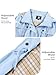 SaphiRose Women's Waterproof Rain Jacket Lightweight Raincoat Hooded Windbreaker Trench Coat (Light Blue/Plaid,Large)