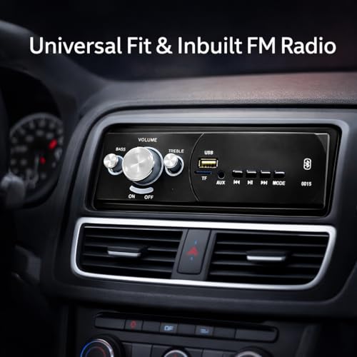 Image of Double IC High Power Car Stereo with LCD & Remote Control | Universal Fit MP3 Player -Bluetooth, USB, AUX, FM Radio, SD Card | Built-in Equalizer for Bass & Treble Control | Black-Grey (0015)