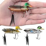 3 Pack Duck Lure Segmented Fishing Bait with Floating Rotating Tail Fishing Gifts for Men Freshwater...