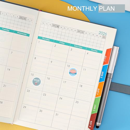 2026 Dairy,Academic Diary 2026 A5 Page A Day from January 2026 to December 2026,Organizer Daily Monthly Planner with Colorful Monthly Tabs,Pen,Pen Loop and Inner Pocket,Bookmarks (Blue) - Image 4