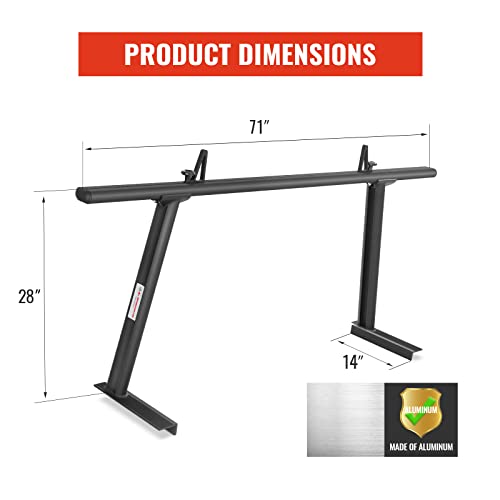 Aa-Racks Model Apx25 Extendable Aluminum Pick-Up Truck Ladder Rack (No Drilling Required) - Sandy Black #TOP1