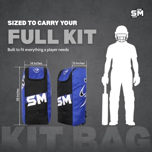 Image of SM Ultra Duffle Cricket Kit Bag with Wheels | Wheelie Cricket Bag | Ultralight Premium Denier Ripstop | Preformed Back & Base | Extra Storage Pockets | Lockable U-Zip | High-Performance Cricket Bag