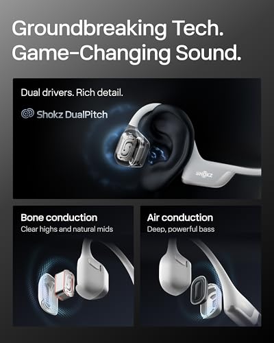 Image of SHOKZ New OpenRun Pro 2-Bone Conduction Headphones,Open-Ear Bluetooth Wireless Sport Earphones for Running,Workouts-Sweat Resistant,Secure Comfortable Fit-Deep Bass,Smart Mic,Reflective Strip