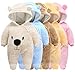Haokaini Nouveau-né bébé Ours Combinaison de Neige Barboteuse Hiver Plus Chaud Combinaison de Flanelle à Capuchon pour bébé