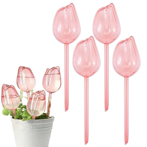NANASUGUR 4 Stück Bewässerungskugeln für Pflanzen 170ml Selbstbewässernde Spikes Automatische Pflanzenbewässerung Selbstbewässerung für Zimmer Balkon und Gartenpflanzen(Tulpenform)